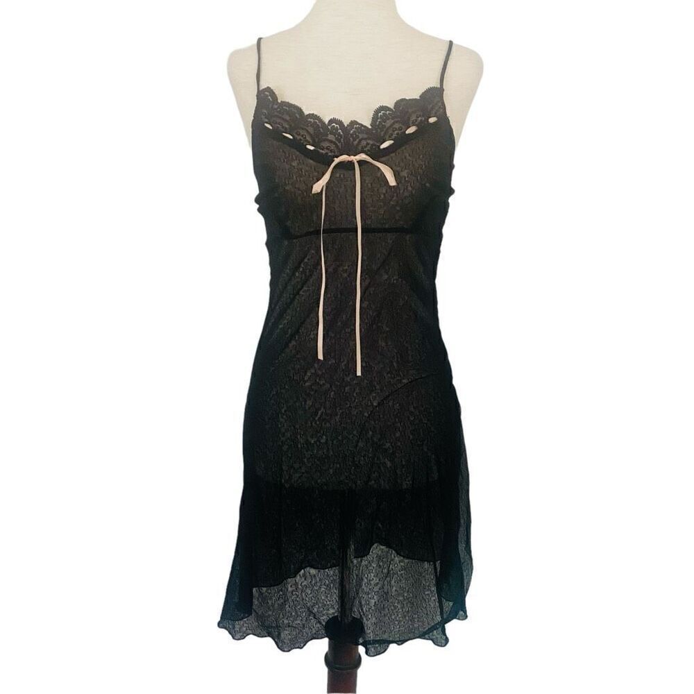 NEW Eberjey Fifi Vintage V Chemise Teddy Black Lace Size M-L Made in USA NWT